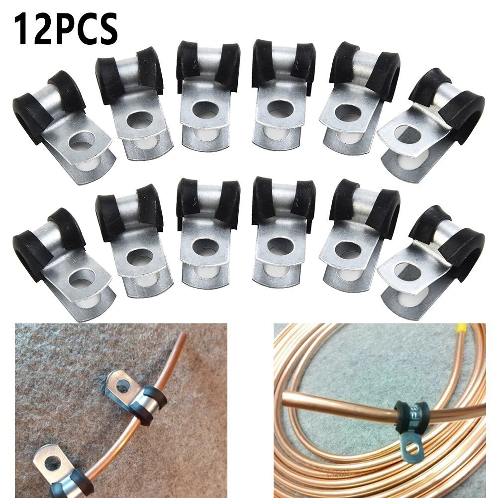 12x Rubber Lined Brake Pipe Clips for (3/16in, 4.7mm)
