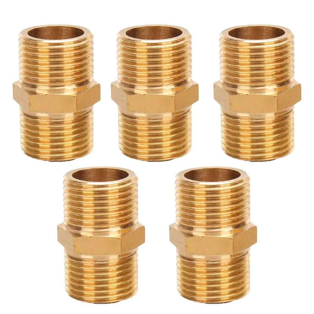 5X Pipe Quick Adapter for Various Applications (Brass Gold Tone)