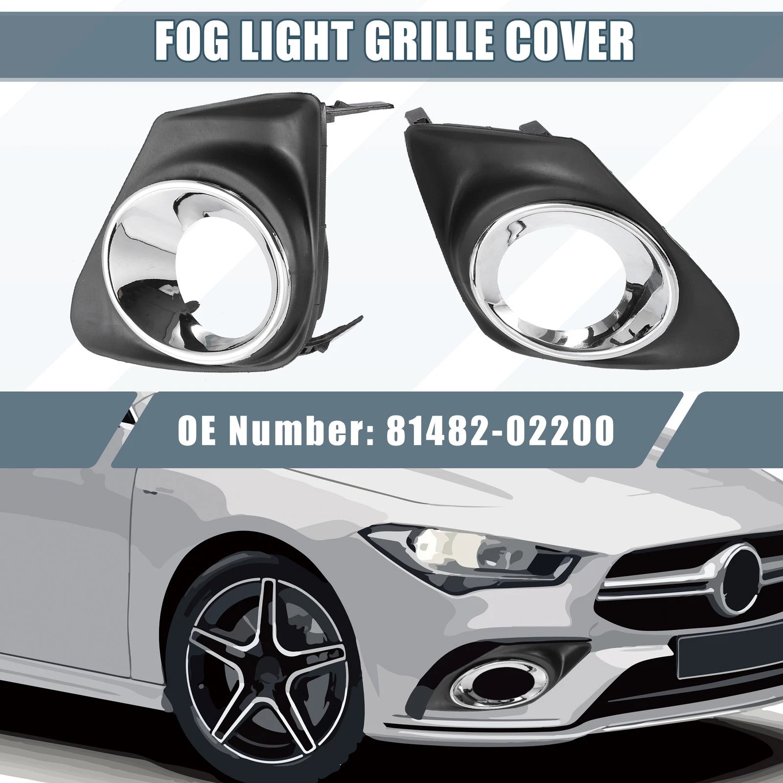 Fog Light Grille Cover Pair Left Right Replacement for Toyota (2007–2008)