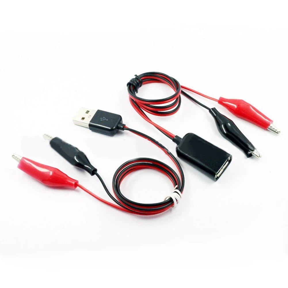 Power Supply Test Cable with USB Connector & Alligator Clips 60CM