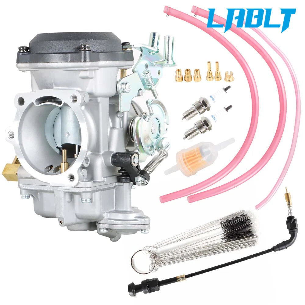 LABLT Carburetor with Choke Cable/Spark Plug for Harley Dyna CV40 (1991–2003)