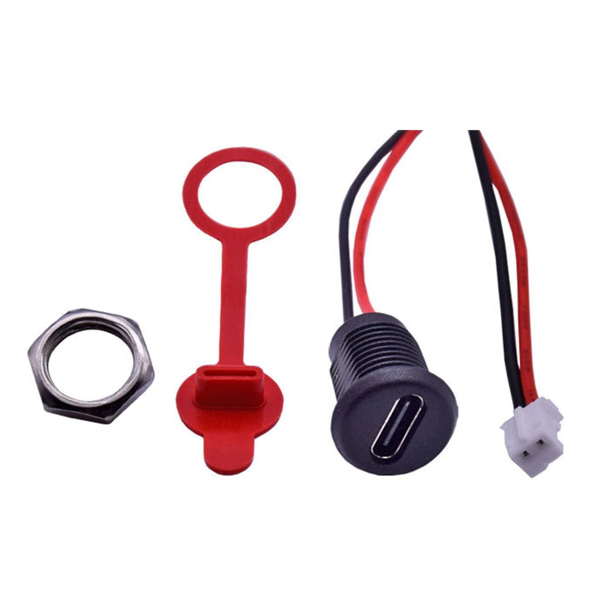 10Pcs USB Type C Waterproof Charging Jack Port with Nut Lock