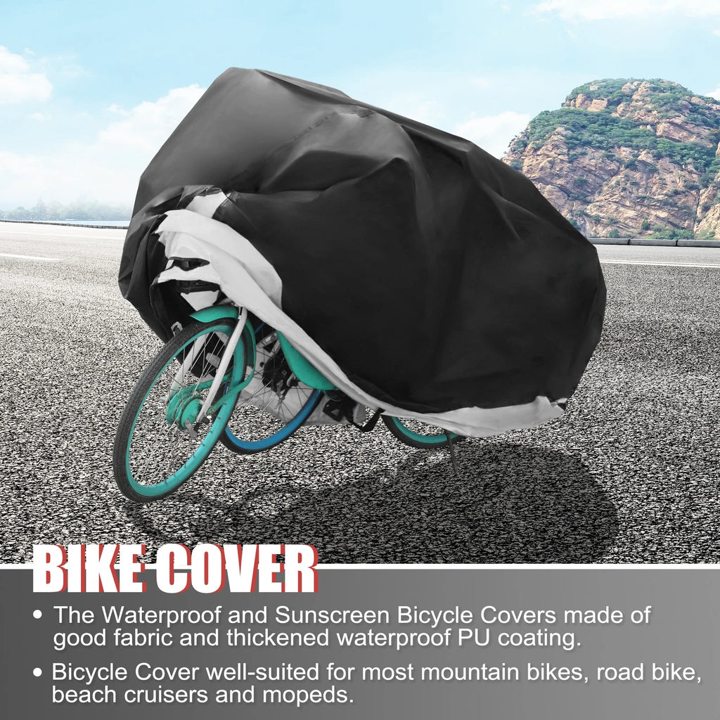 Waterproof Bicycle Cover XL Protector for 2 Bikes for Road Bike (Silver)