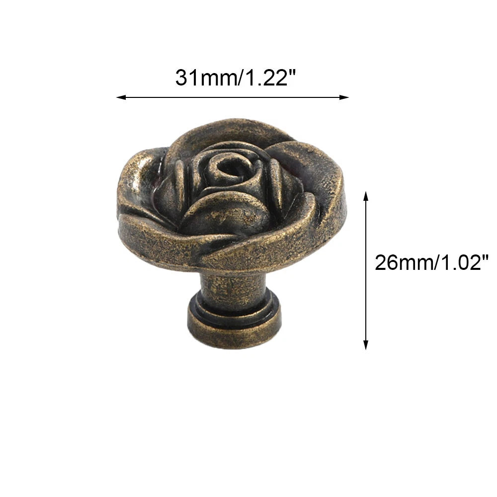 2X Vintage Rose Door Pull Handles for Kitchen Cupboard Drawer