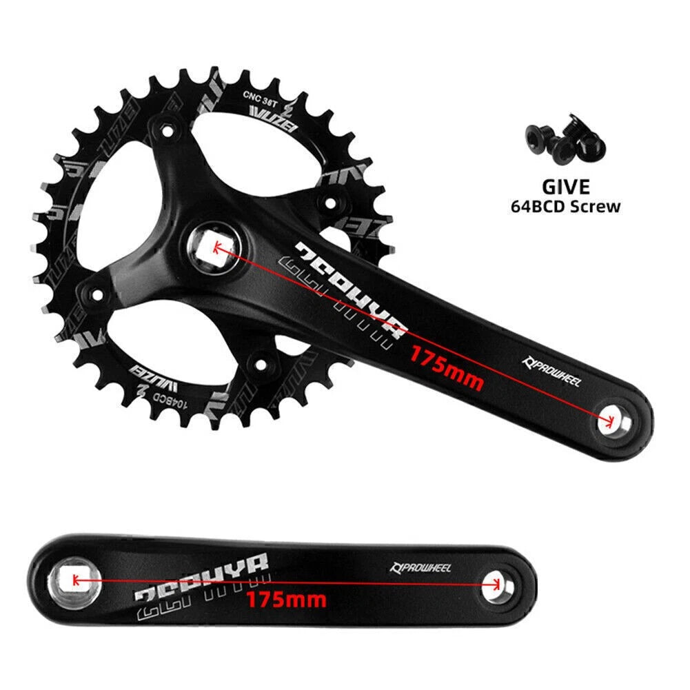 Prowheel Crank chainring 170/175mm 30/32/34/36/38T Sprocket 104BCD MTB Crankset