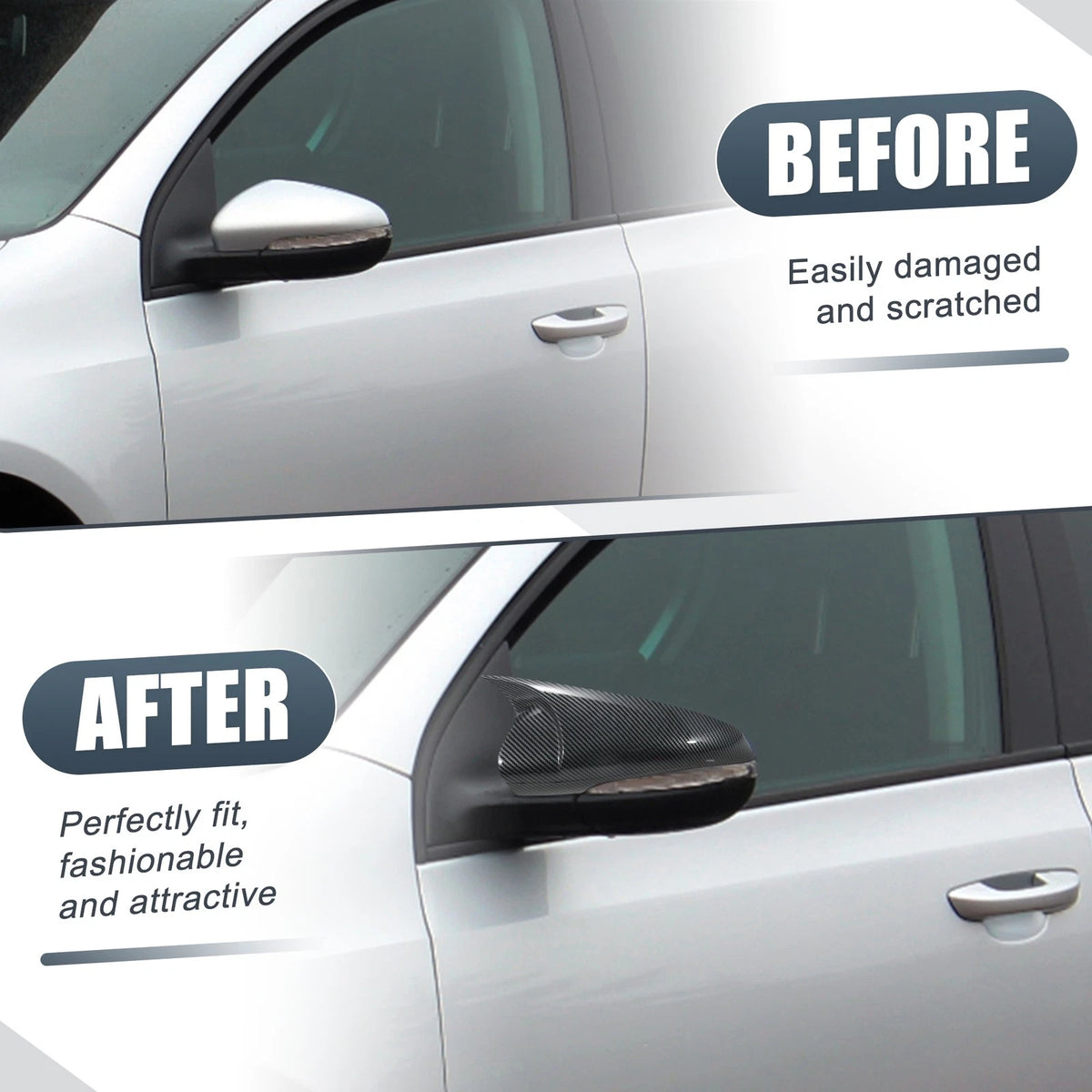 Rearview Mirror Cover Overlay Carbon Fiber Pattern for Volkswagen Golf 6 (2009–2013)