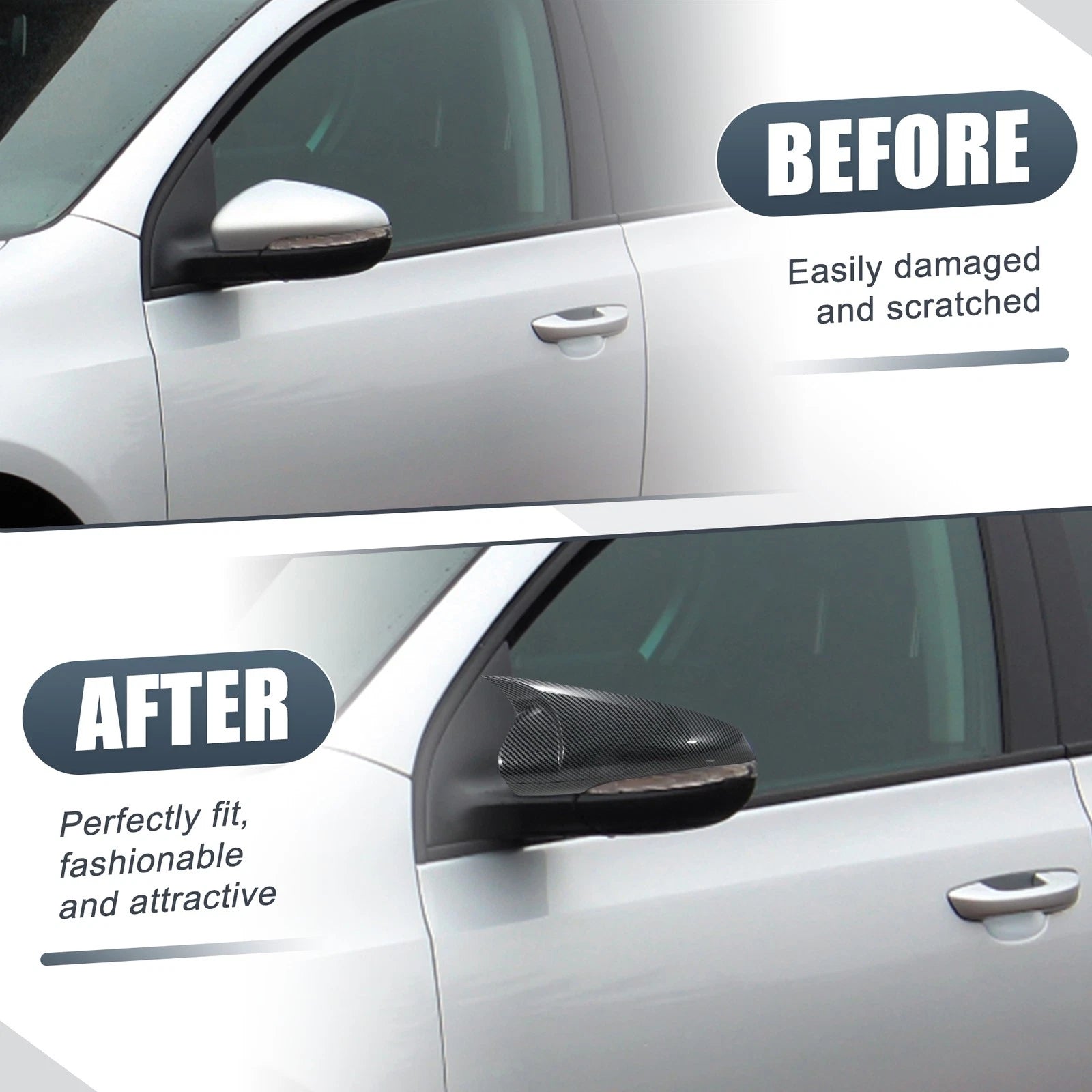 Rearview Mirror Cover Overlay Carbon Fiber Pattern for Volkswagen Golf 6 (2009–2013)