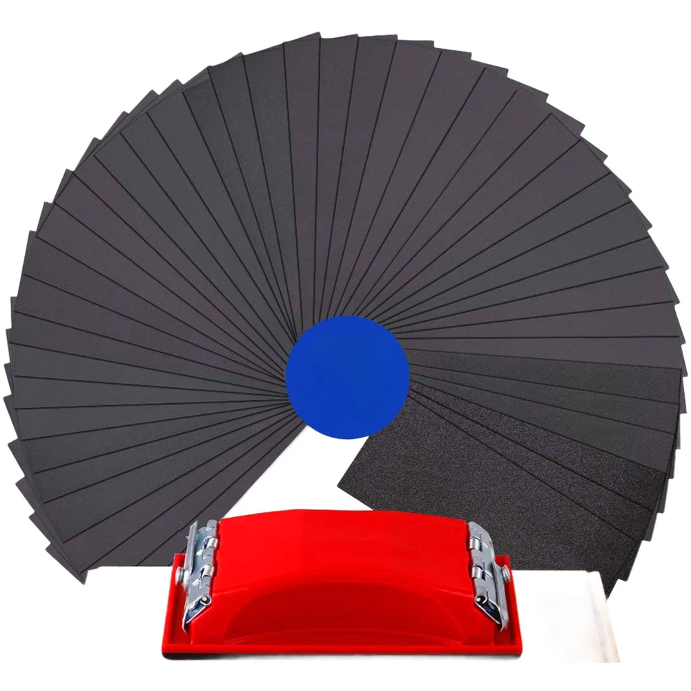 42 Sheet Silicon Carbide Sandpaper 230x93mm Wet Dry Grit 120-3000