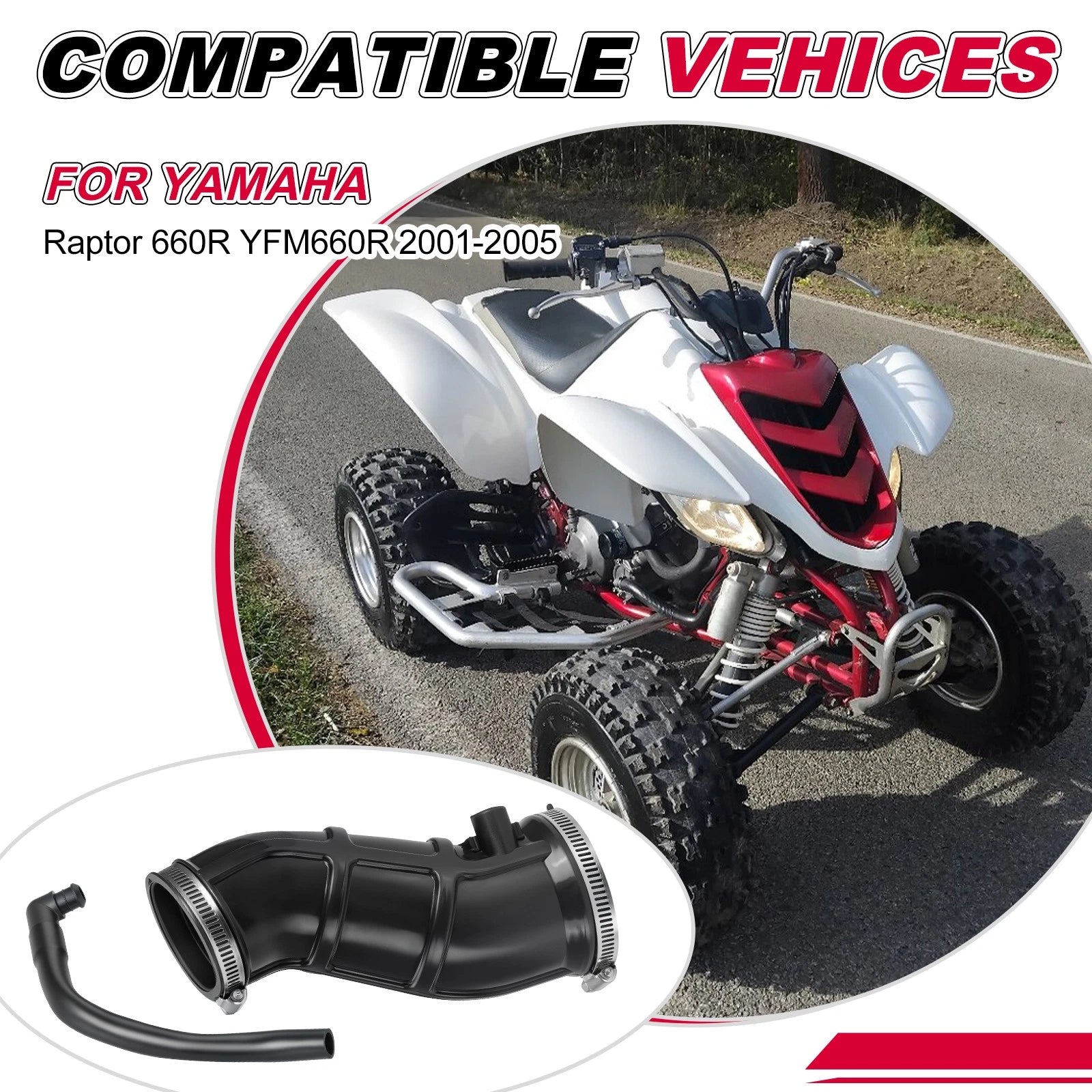 Left Intake Tube & Elbow Pipe for Yamaha Raptor 660R (2001–2005) 5LP-14453-00-00
