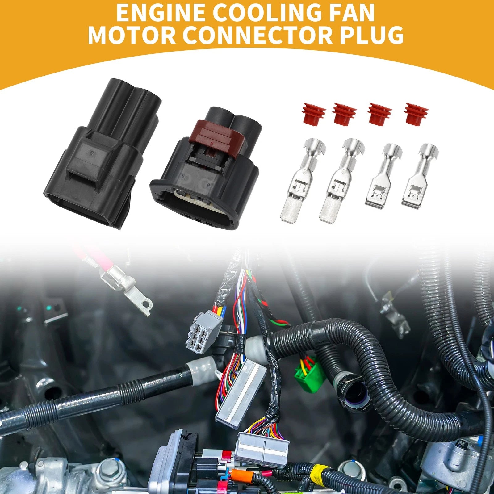 2 Pin Engine Cooling Fan Motor Connector Plug for Ford