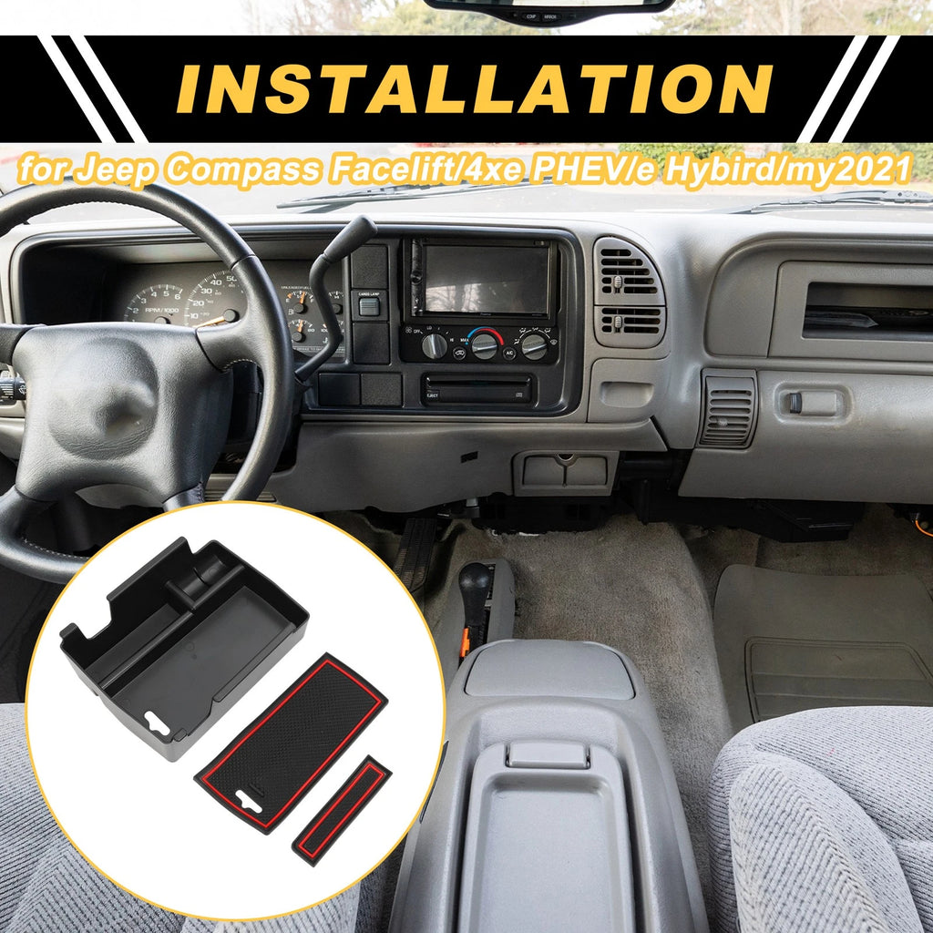 Center Console Armrest Organizer Tray for Jeep Compass (2022–2023) Red