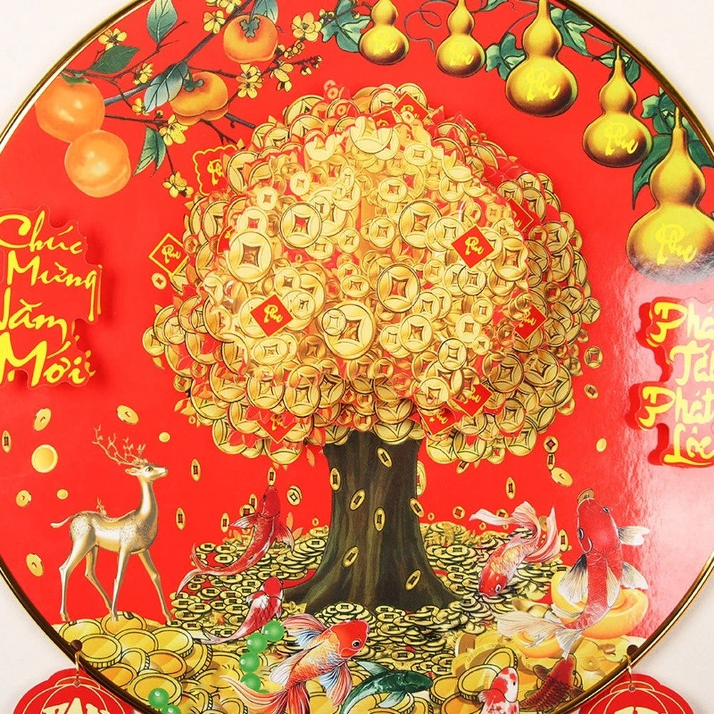 Vietnamese Lucky Tree Traditional Chinese Motifs Festive Design