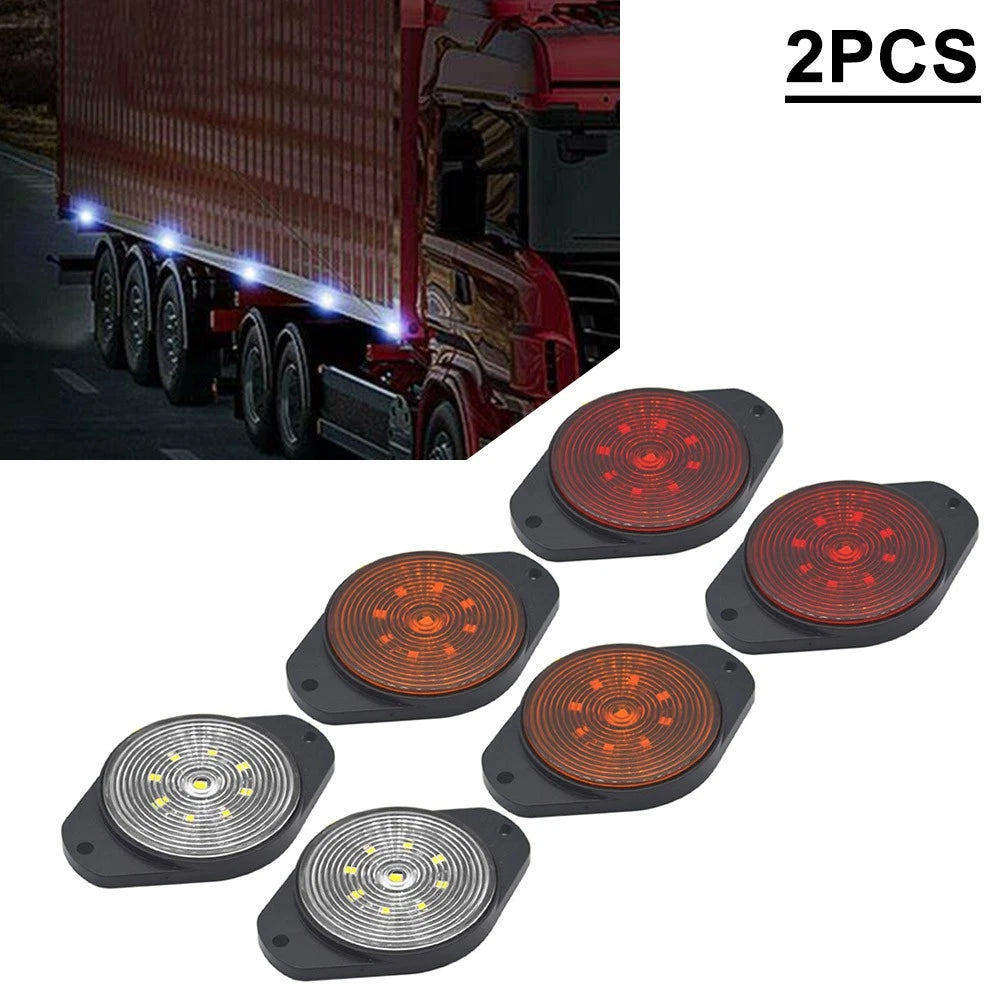 2X Round 9 LED Side Light Marker Lamp for Car Bus Truck Trailer