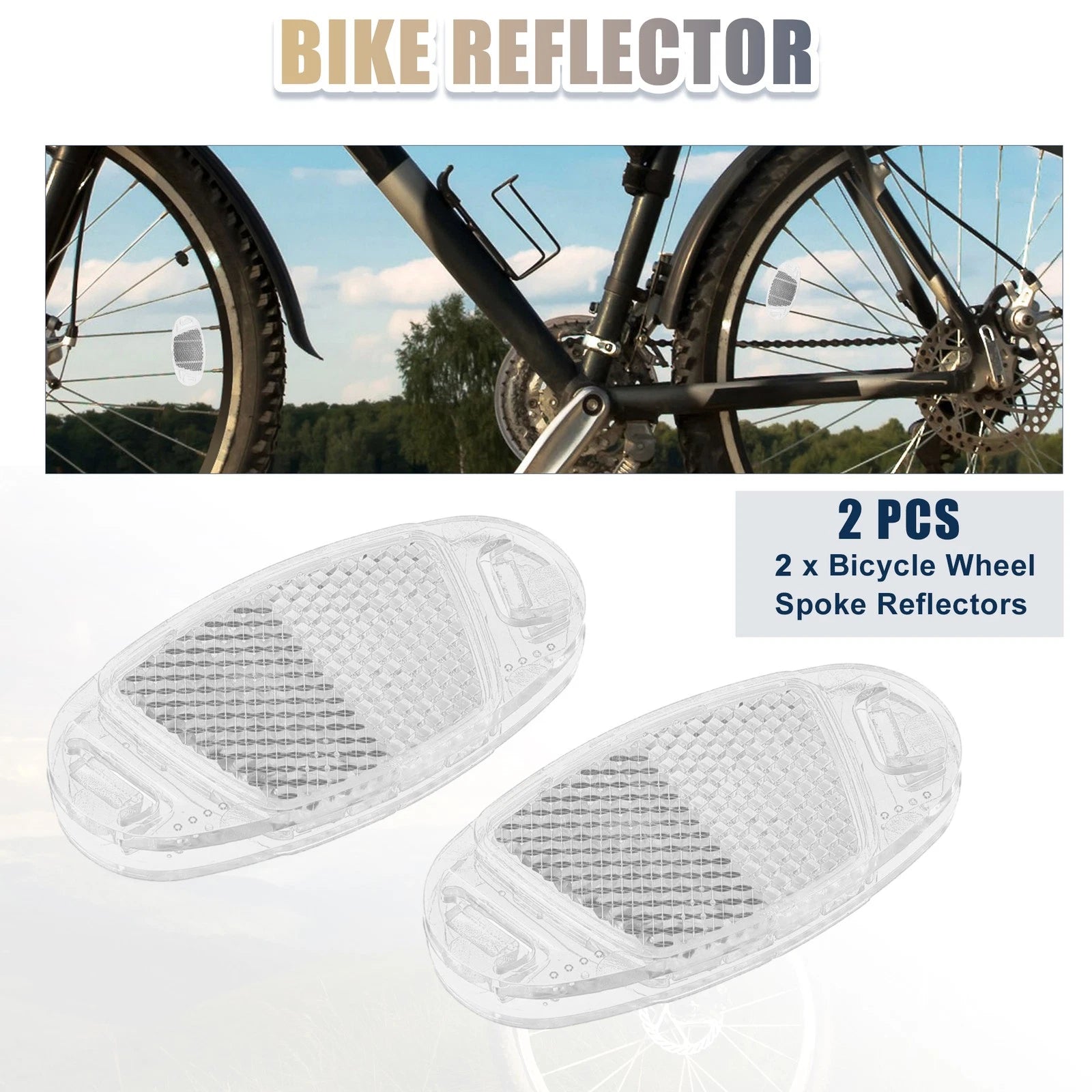 Bicycle Warning Reflector Pair for White ABS Bike (2.76x1.38x0.31)