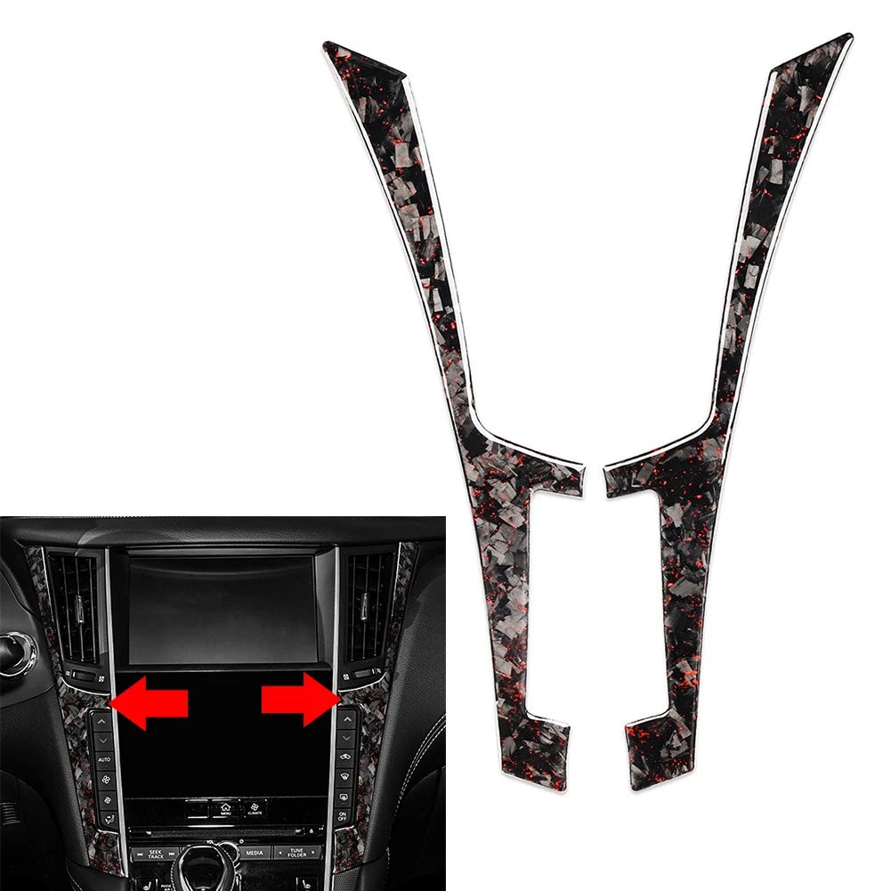 2X Forged Red Console Panel Frame Trim for Infiniti Q50 Q60 (2014–2019)