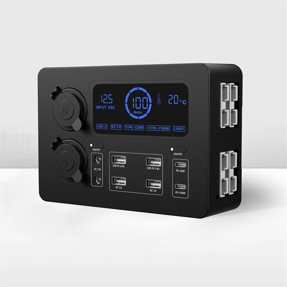 12V Power Distribution Box (2x Cigeratte Sockets, 4x USB Ports, 2x Type-C Port)