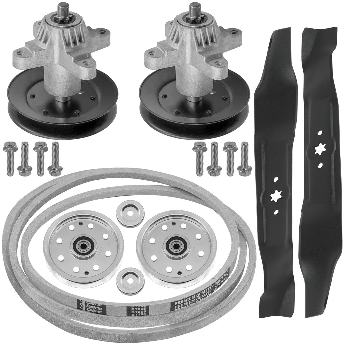Deck Spindle Idler Pulley Blade Belt Kit for MTD LT542H (2005–2006)