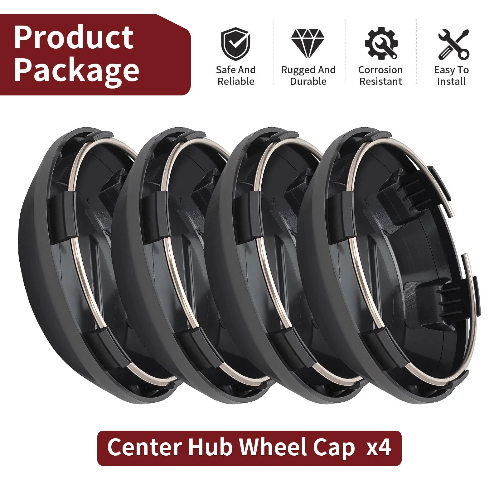 Set of 4 Center Hub Wheel Caps for Polaris RZR PRO XP 4 Sport (2021–2025)
