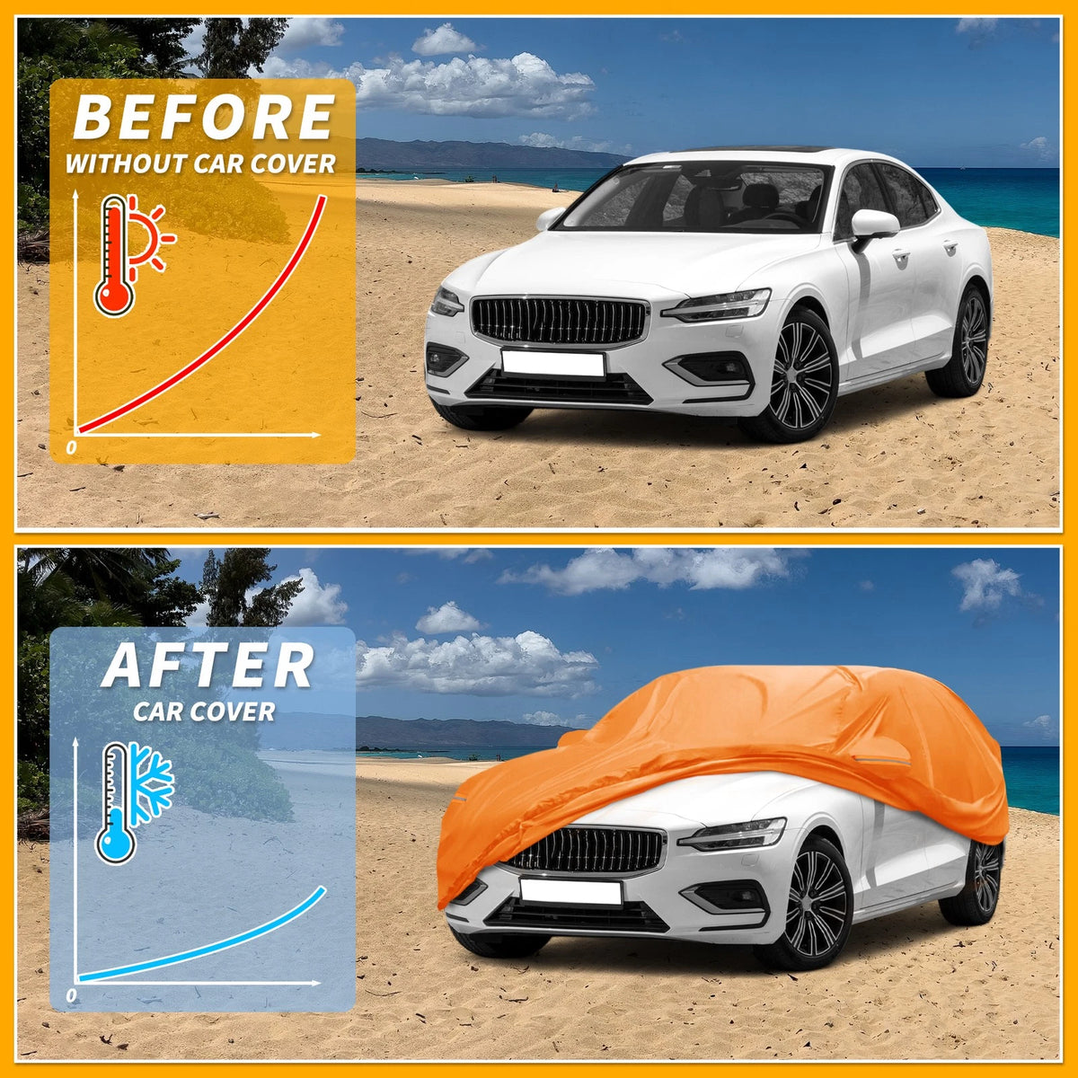 Waterproof Car Cover for Volvo S60 (est) 210D-PU with Zipper
