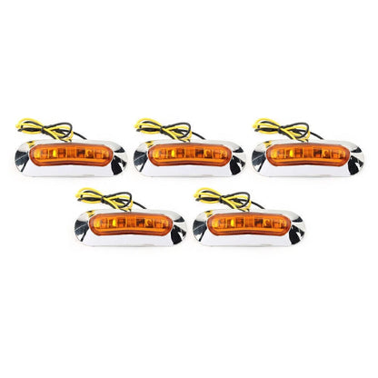 5pc 4 LED Side Clearance Marker Light For Car Truck Trailer Pickup 12-24V Yellow