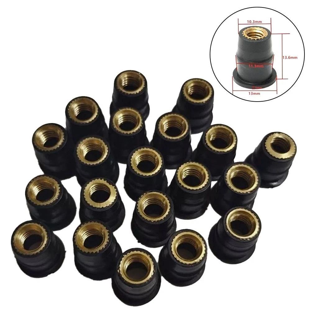 20Pcs Rubber Brass Well Nuts for Motorcycles (Universal)
