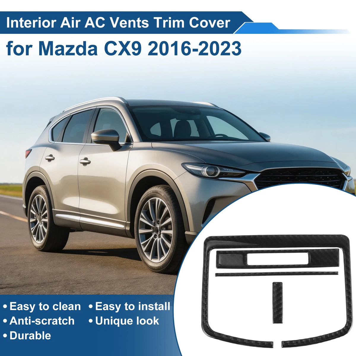 Air Condition Outlet Vent Trim Cover Frame Set for Mazda CX-9 (2016–2023)