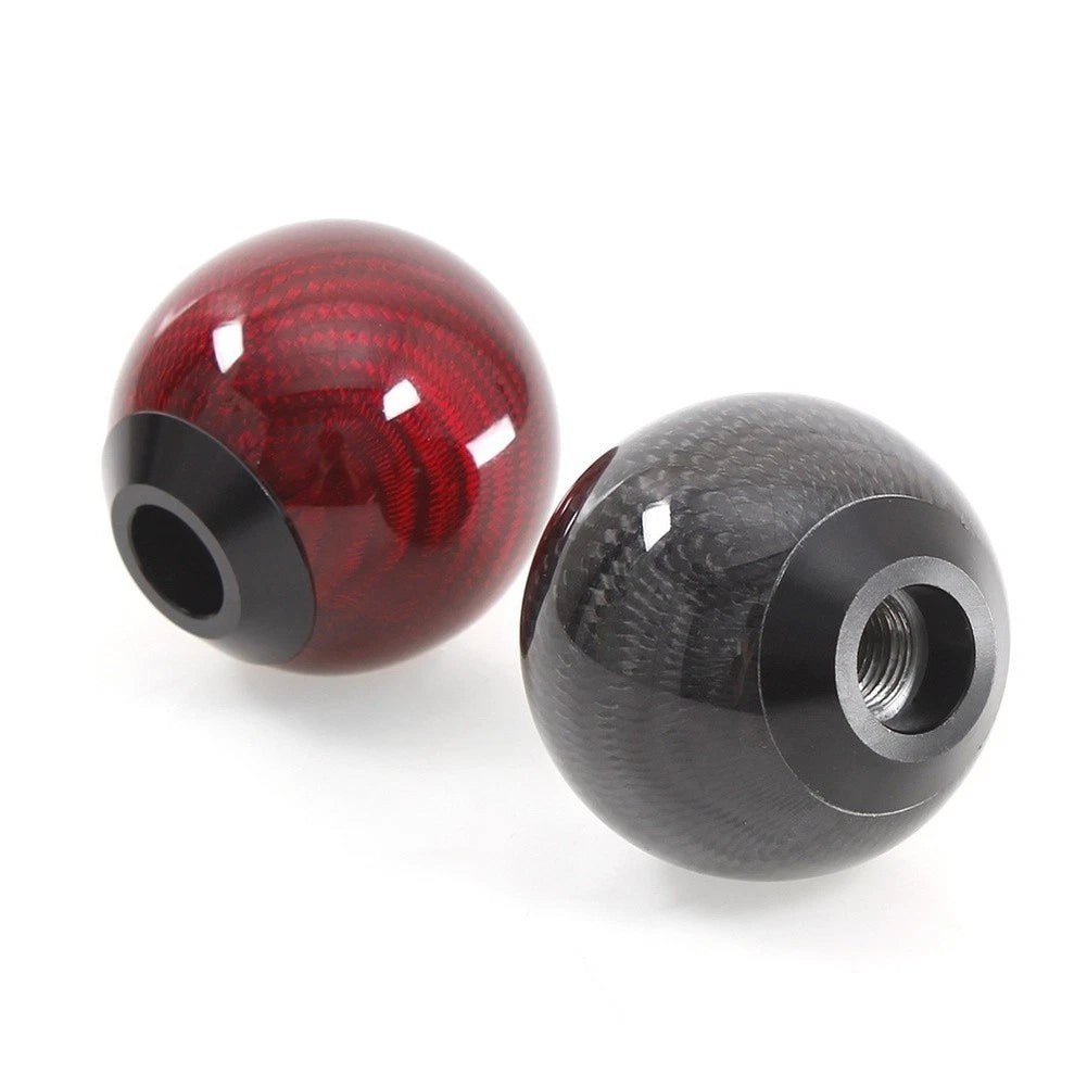 Automatic and Manual Carbon Fiber Round Gear Shift Knob with Adapter Set