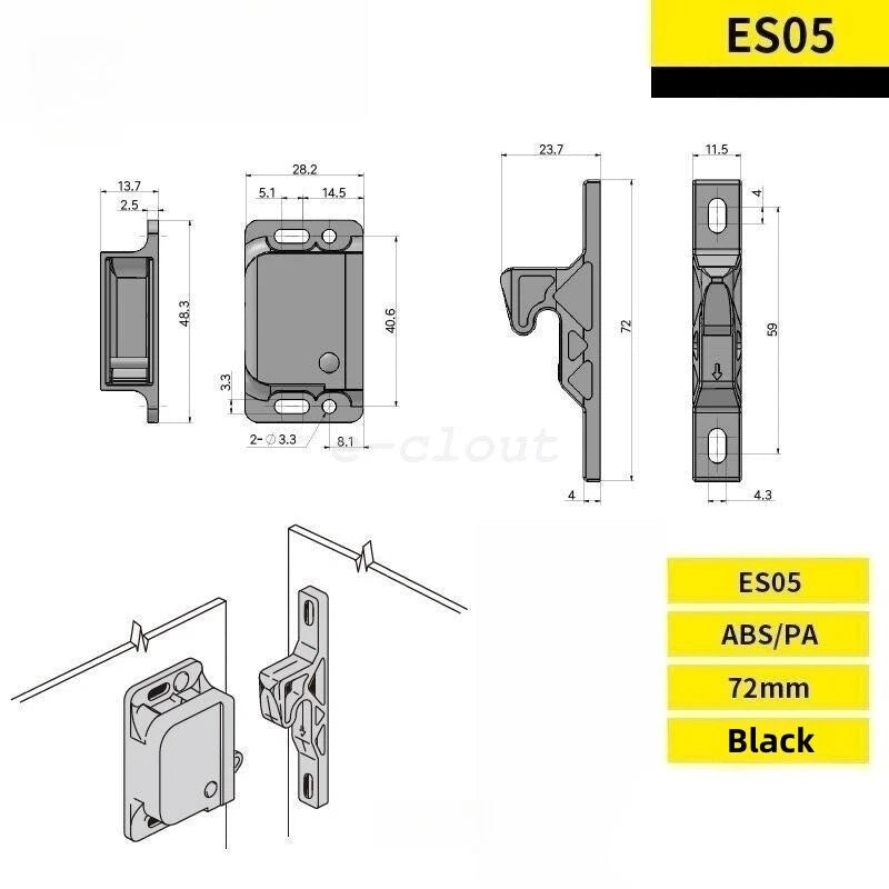 5-Pack Push-to-Close Latch for RV Boat Cabinet (10 LB)