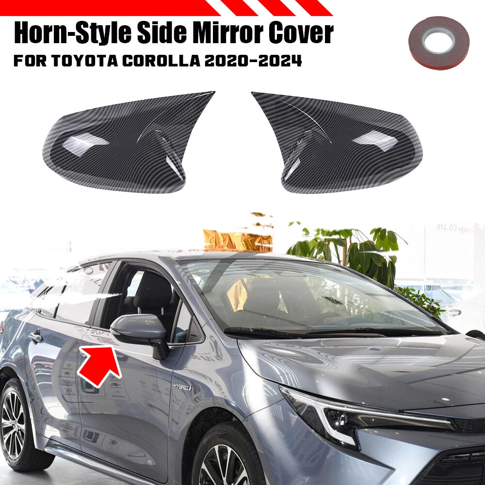 Carbon Look Tape-On Side Mirror Cover Cap for Toyota Corolla (2020–2024)