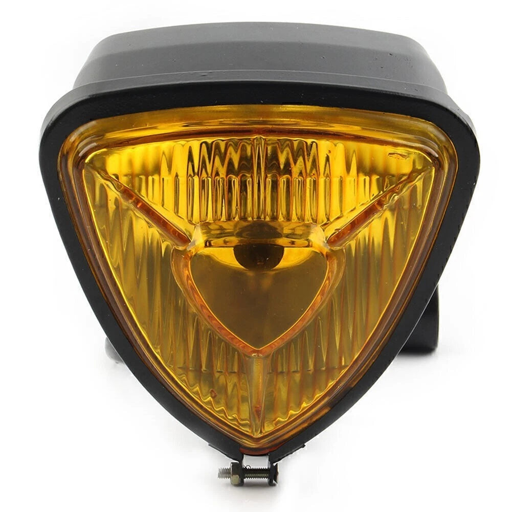 Amber Triangle Headlight Lamp for Harley Motorcycle Chopper Bobber (12V)