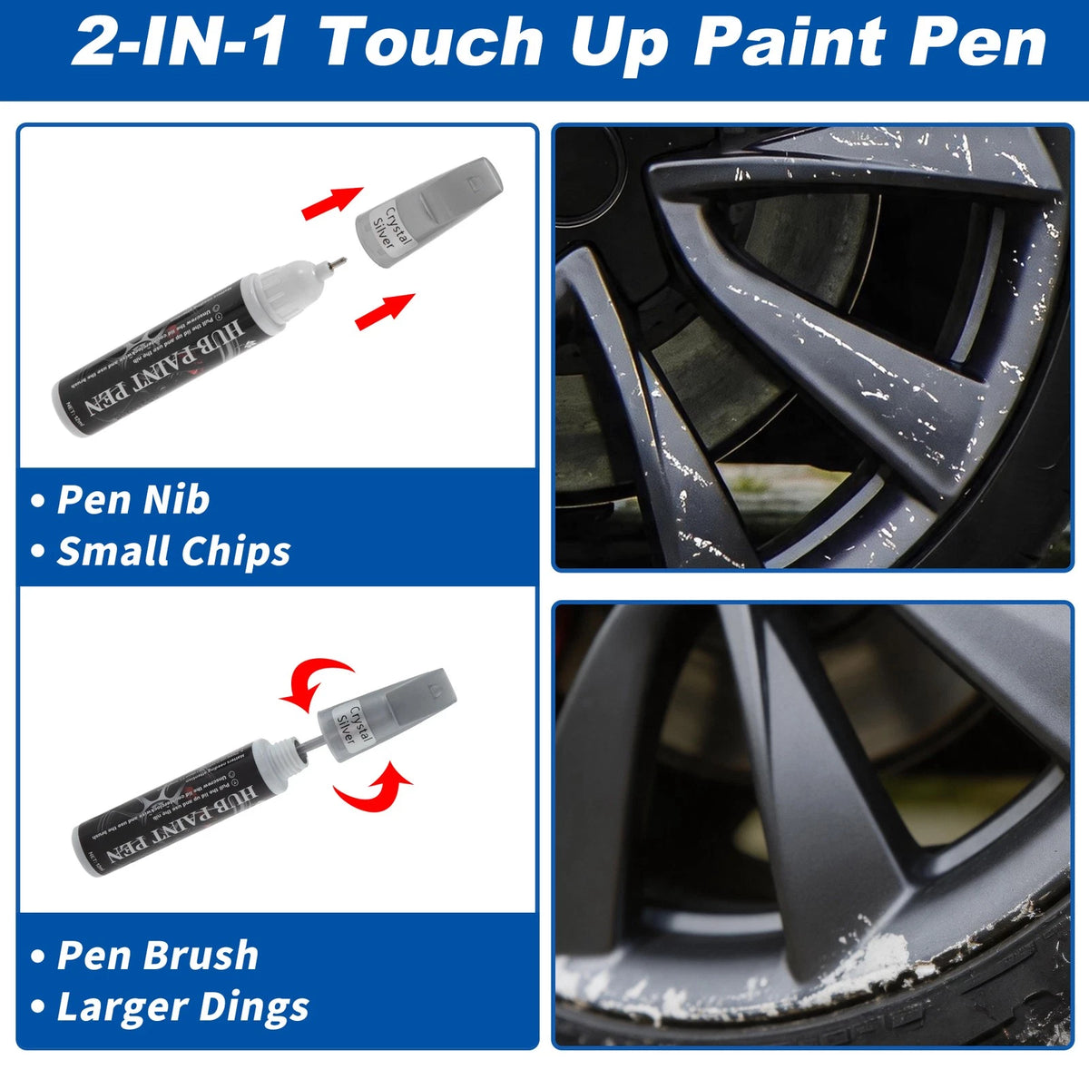 Touch Up Paint Pen for Honda/Toyota (12 ml) - Transparent Silver Tone