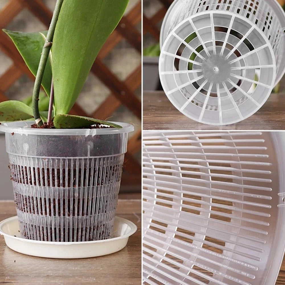 Set of 5 Clear ABS Orchid Pots with Drainage Holes