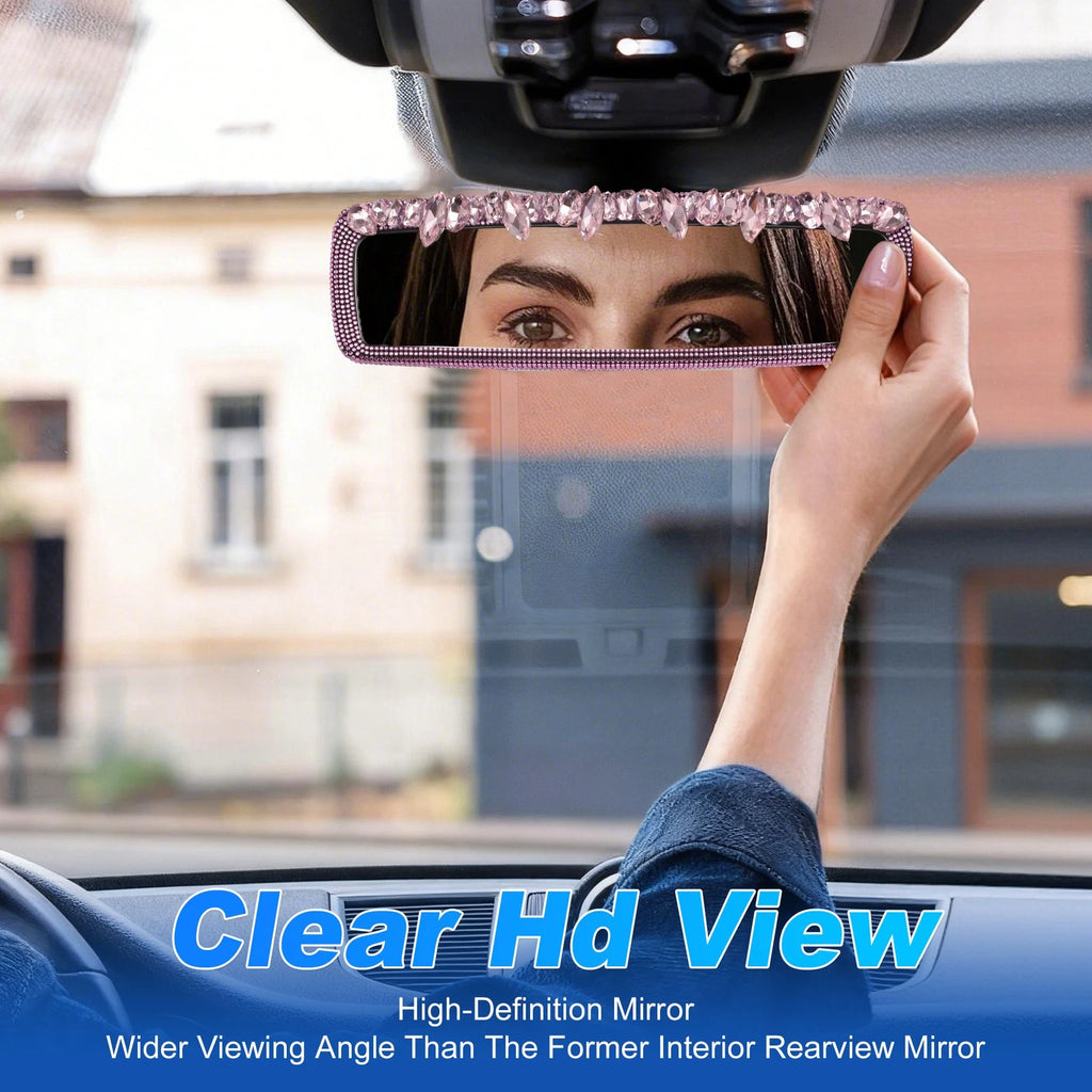 Interior Rearview Mirror Clip-On Rectangle Pink for Universal Fit (1 pcs)