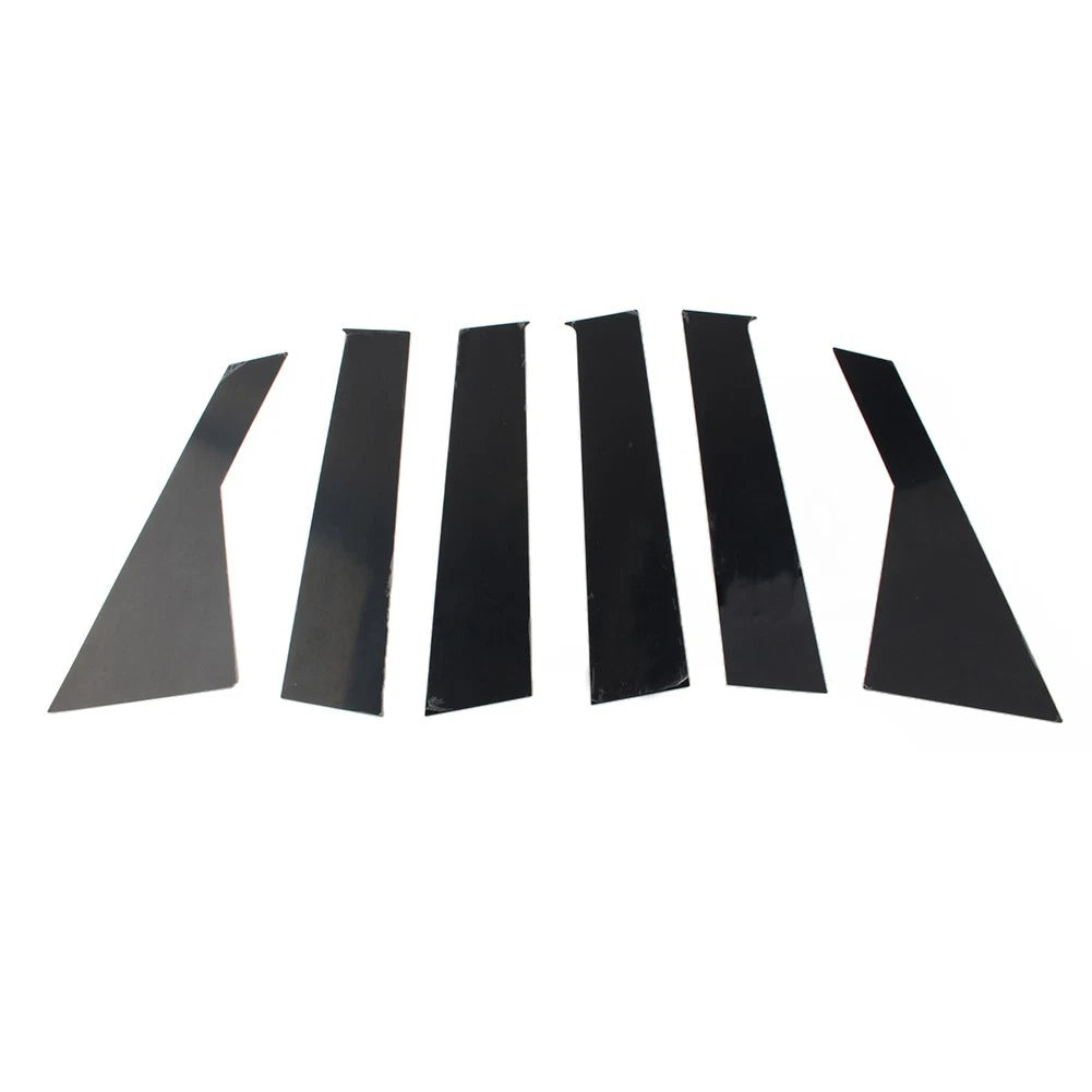 Set of 6 Bright Black Window Pillar Posts Trims for Dodge Journey (2009–2020)
