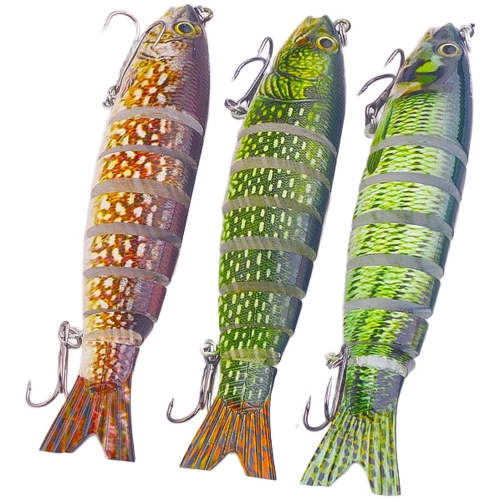 Set of 3 Multisection Fish Lures for Shoreline and Boat Angling