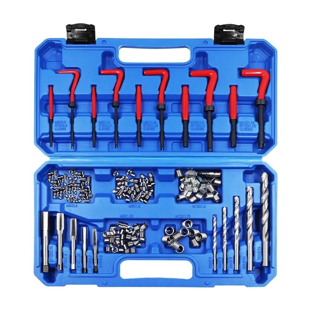 Automotive Thread Repair Tool Kit 131 pcs Hardened Metal Tap Drill Insert Set