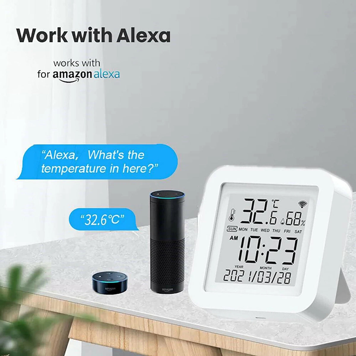 Smart Thermometer Hygrometer Wi-Fi Sensor for Alexa/Google (2018–2023)