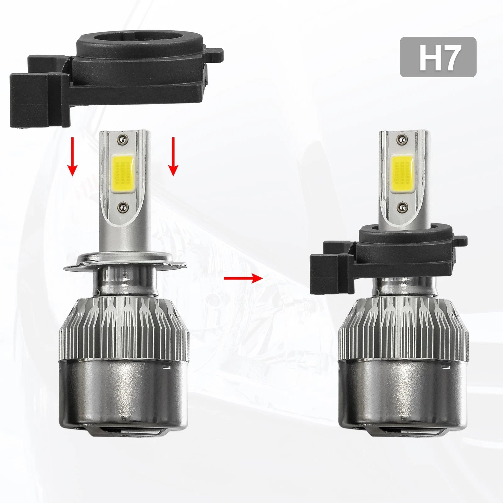 Headlight Adapter Base Set for H7 LED Replacement for Ford Fiesta (2009–2014)
