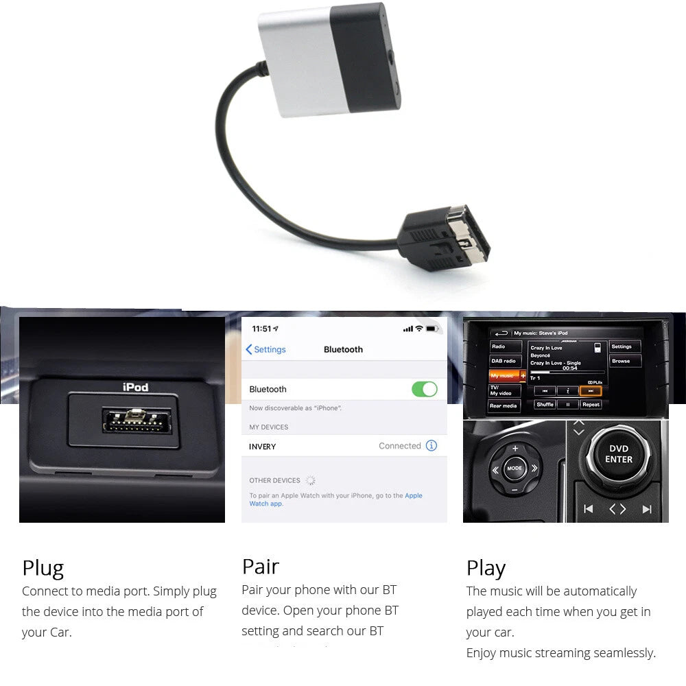 30-Pin Bluetooth AUX Adapter for Land Rover Range Rover Jaguar XF (2006–2015)