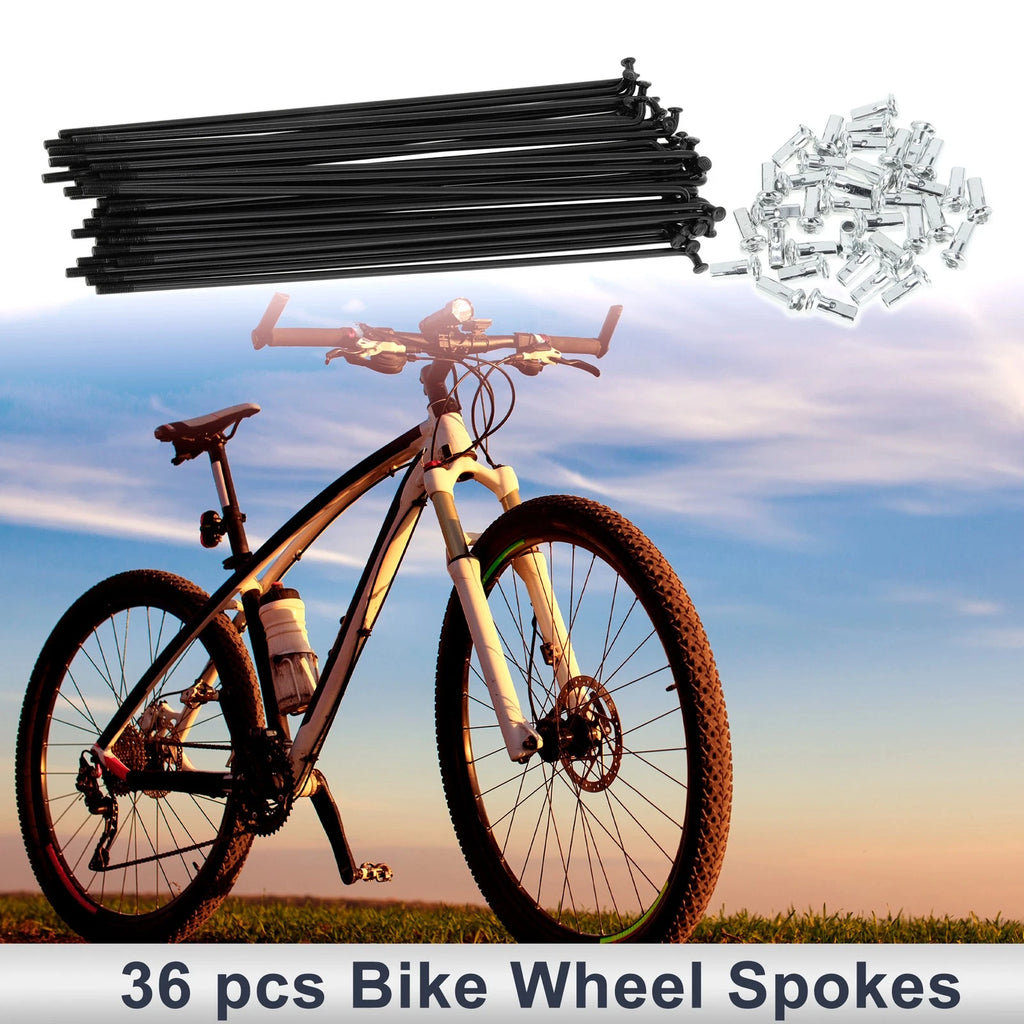 Bicycle Spokes Nipple Set 12G 181mm Carbon Steel Universal (Black)