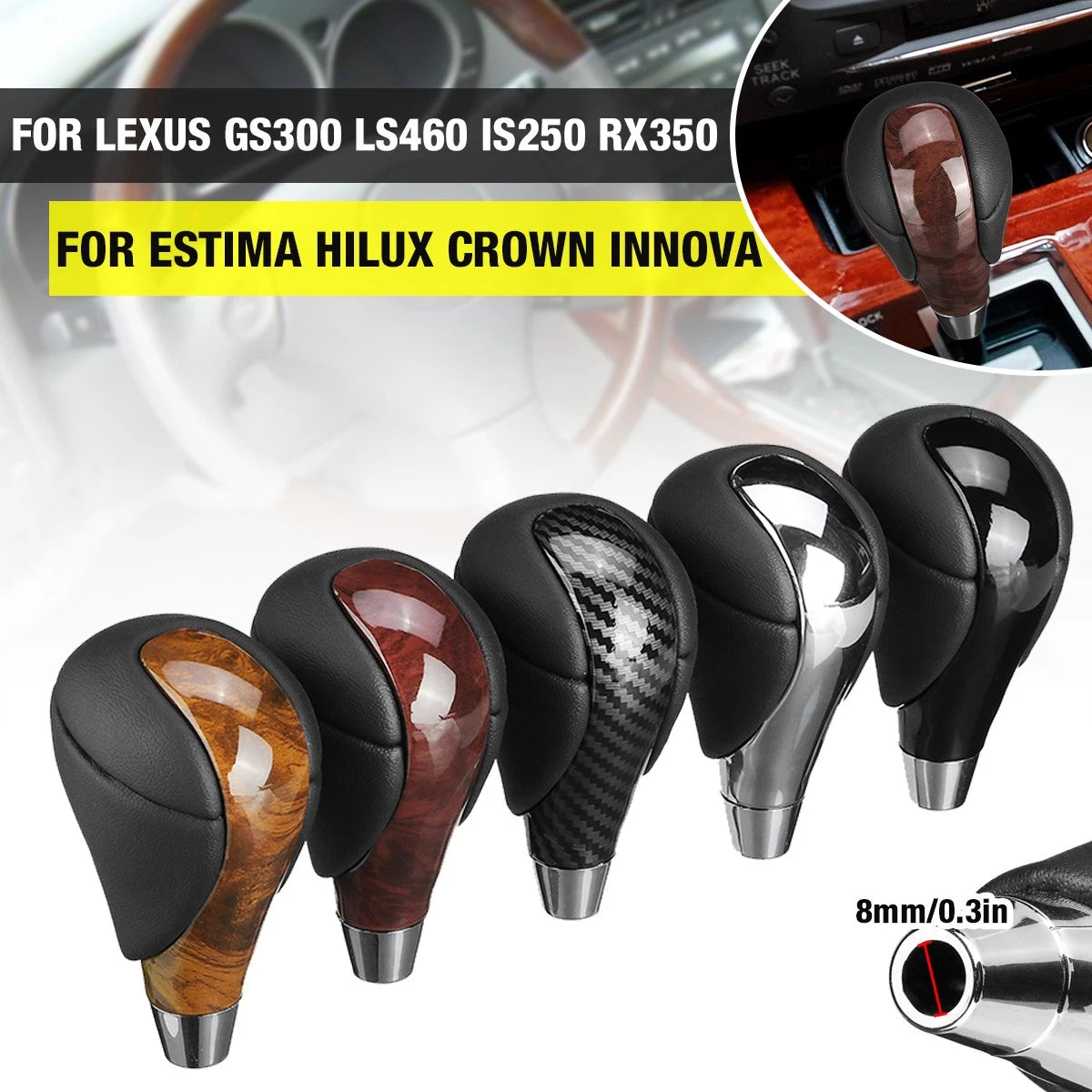 PU Leather Gear Shift Knob for Toyota Lexus GS300 LS460 IS250 RX350 (1998–2021)