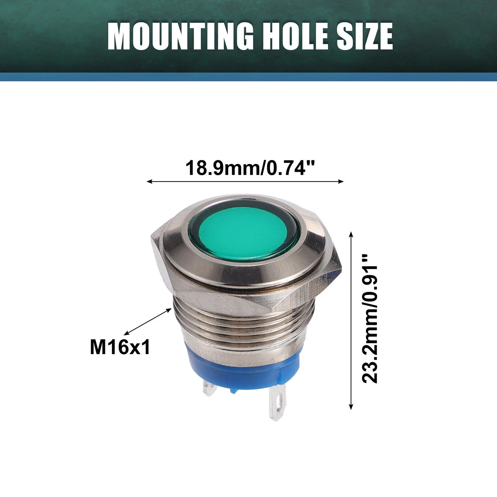 5 Pcs 16mm LED Waterproof Indicator Light for