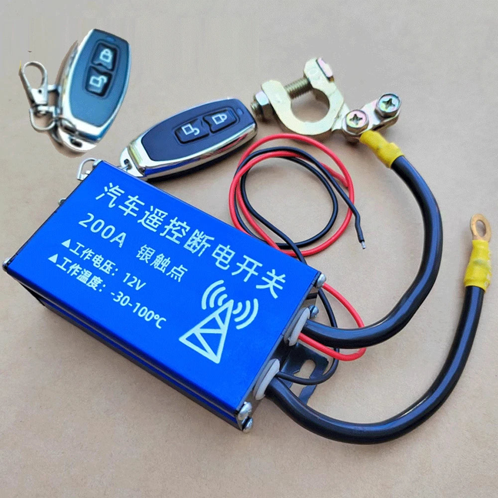 12V 200A Car Battery Isolator Disconnect Cut Off Switch w/ 2Pcs Remote Control