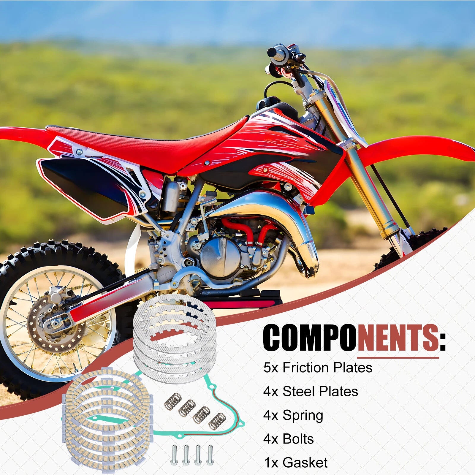 Clutch Friction Steel Plates Gasket Kit for Honda CR85R CR85RB (2003–2007)