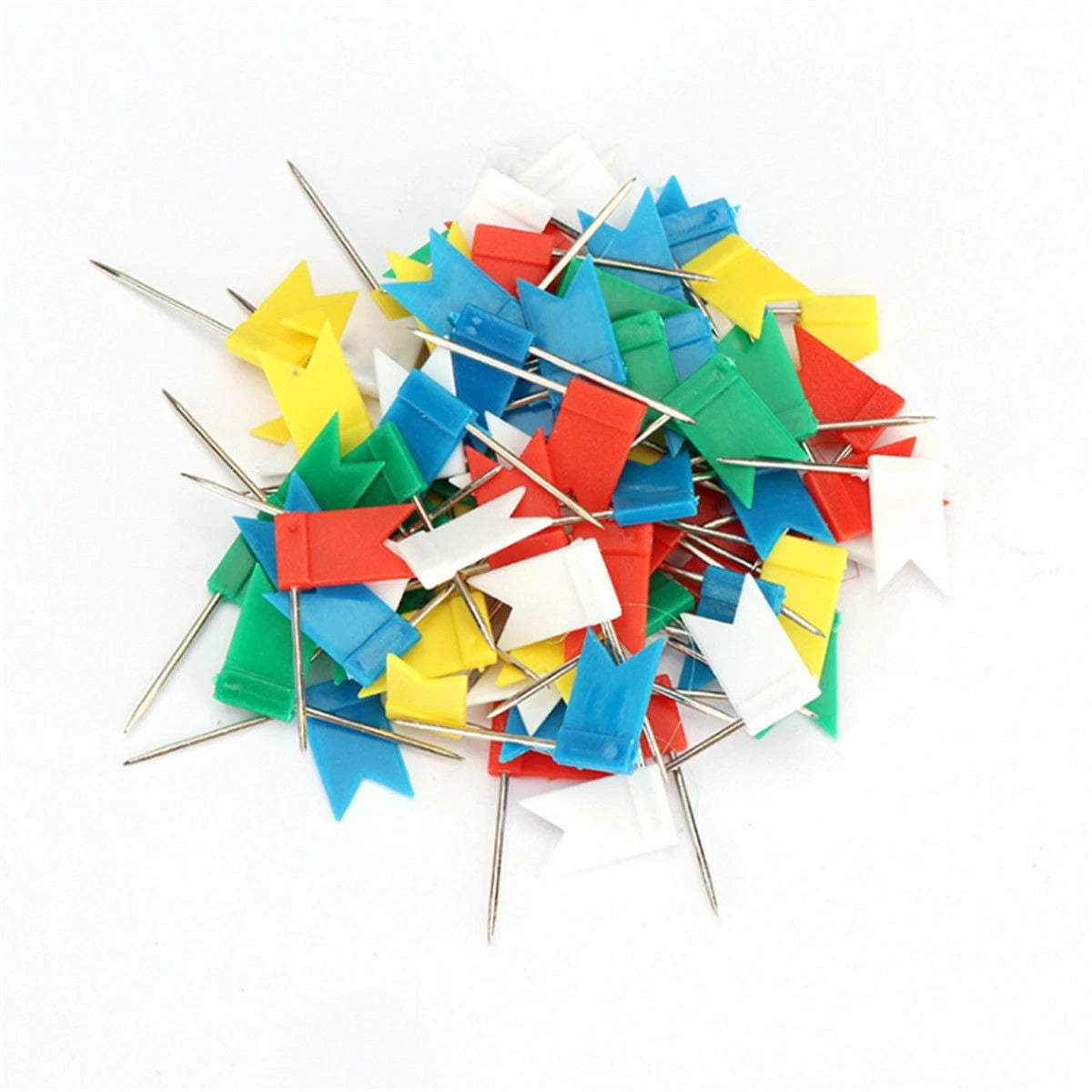 Set of 100 Flag Marker Shape Pins for Notice Board