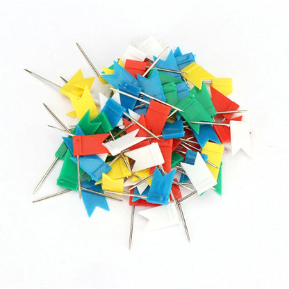 Set of 100 Flag Marker Shape Pins for Notice Board