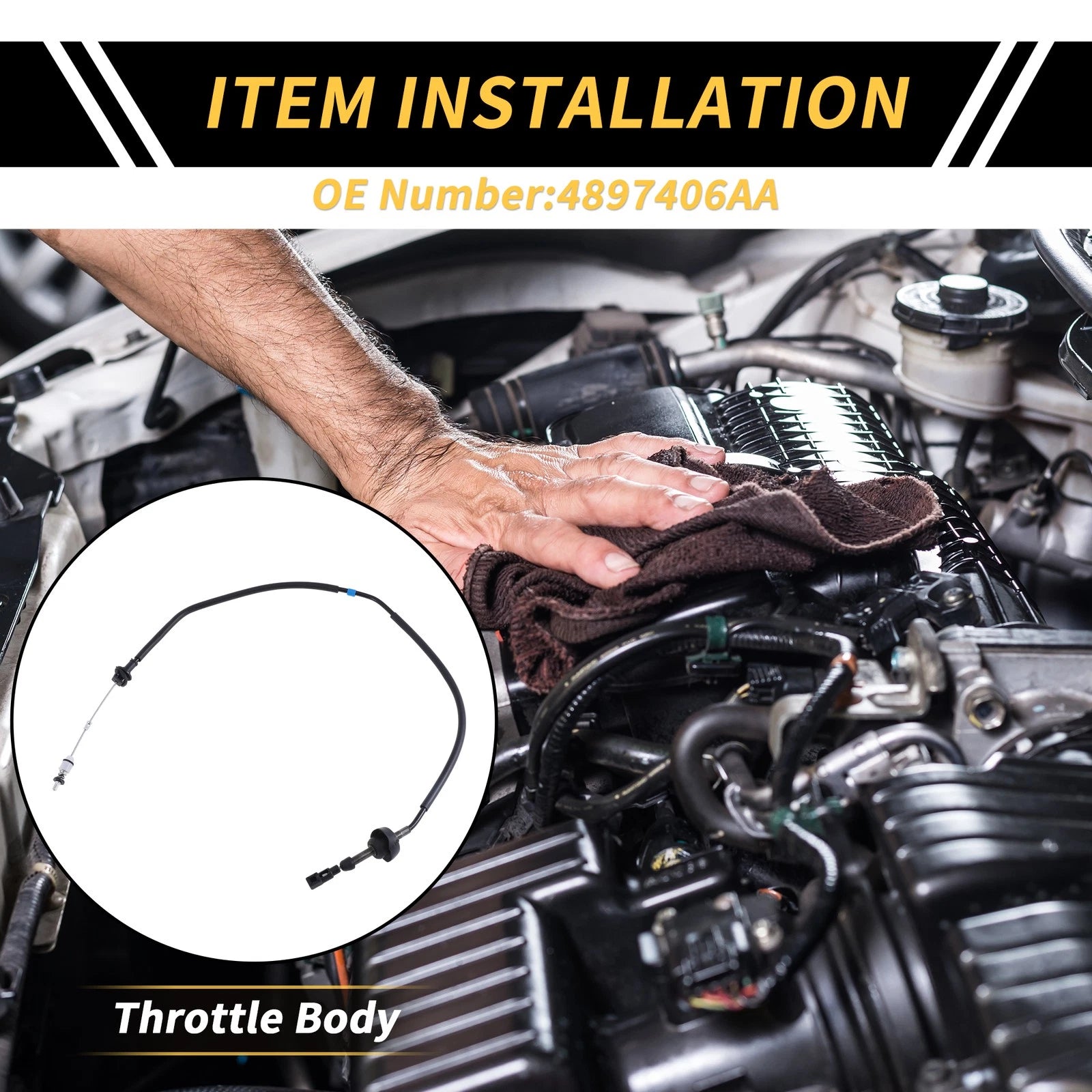 Throttle Body Accelerator Cable Replacement for Dodge Ram 1500 2500 (1994–1996)