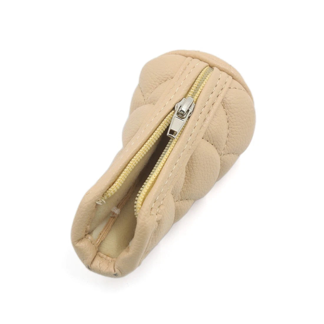 Beige Zipper Closure Cover for Manual Gear Shift Knob