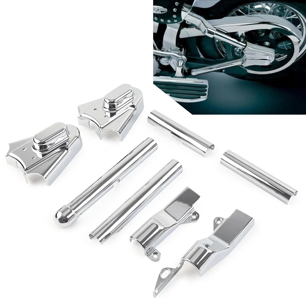 Rear Swingarm Covers for Harley Softail (2000–2007) Chrome