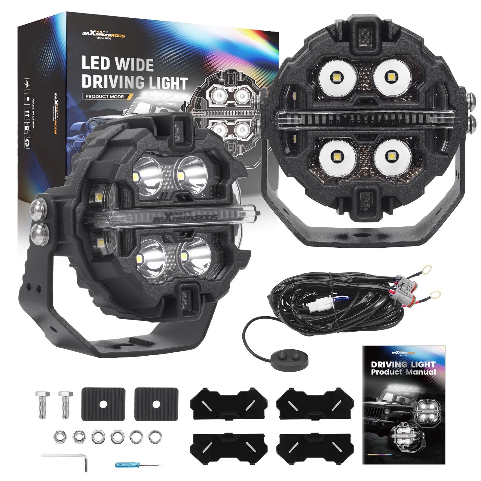 3.5'' 5'' 7'' Round/Square Universal Driving Auxiliary Light RGB DRL